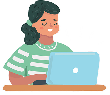 Smart little girl using her laptop